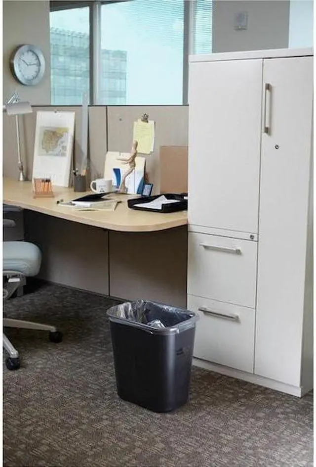 Alt view image 6 of 9 - RUBBERMAID FG295600BLA 7 gal. LLDPE Rectangular Wastebasket, Black