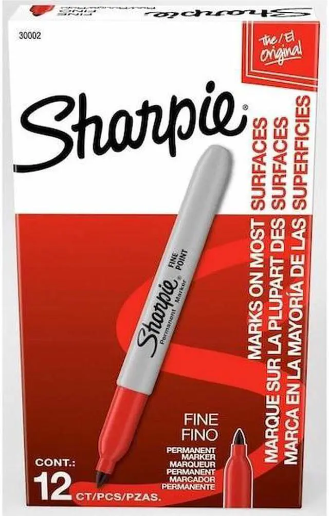 Alt view image 12 of 16 - SHARPIE 30002B Permanent Marker, Red, Fine Tip, Capped, 12 PK