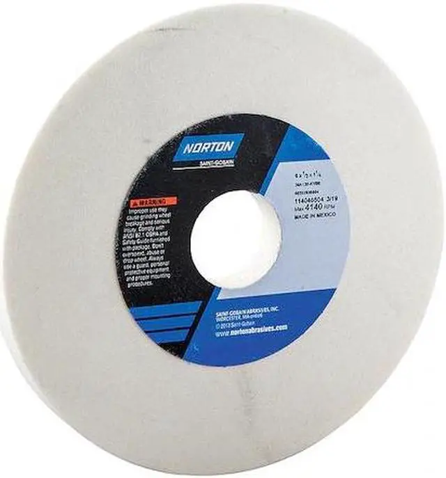 Main image of NORTON ABRASIVES 66252836664 Grinding Wheel, T1, 6x1/2x1.25, AO, 120G, PK5
