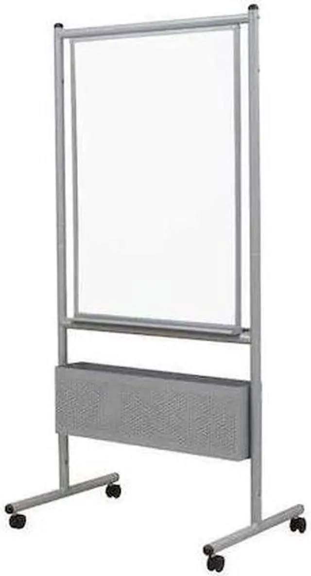 Alt view image 2 of 2 - Best-Rite Mobile Nest Easel, Platinum Frame, Double Sided Porcelain Steel Whiteboard, 72"H x 34.75"W x 24"D (785P)