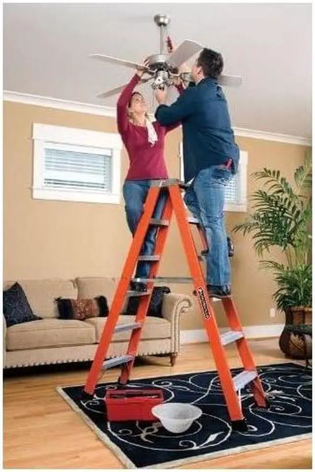 Alt view image 5 of 9 - LOUISVILLE FM1404HD 4 ft Fiberglass Twin Stepladder, 375 lbs. Capacity
