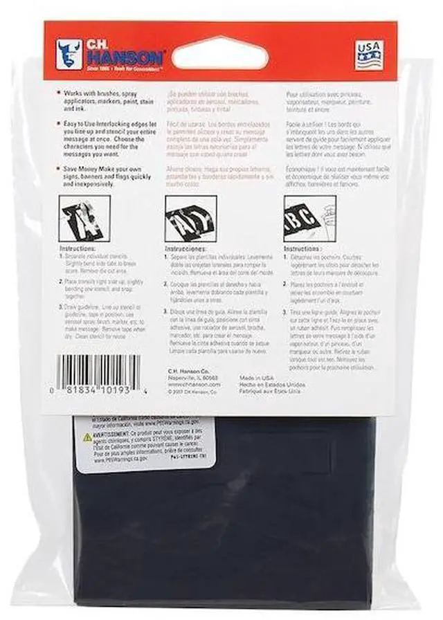 Alt view image 6 of 8 - CH Hanson 3 In. Plastic Stencil Set (46 Piece) 10193