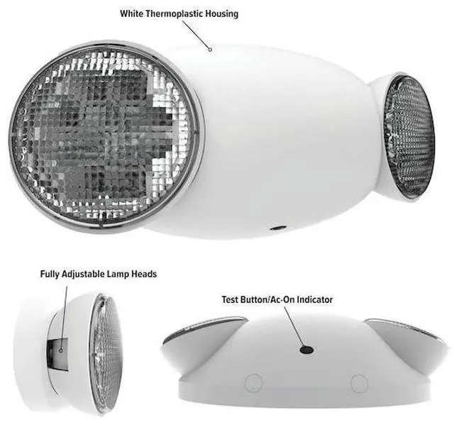 Alt view image 8 of 10 - Hubbell 00148 - 120/277 volt Dual LED Head White Emergency Light (CU2)