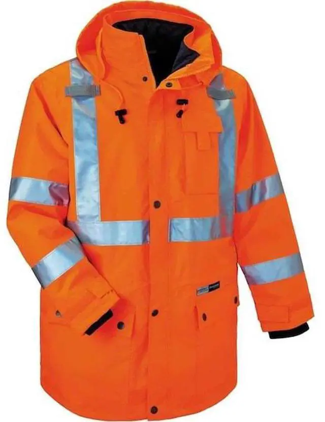 Alt view image 3 of 5 - ERGODYNE 8385 Hooded Jacket, Polyester, Class 3 Type R, Orange, M