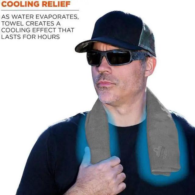 Alt view image 10 of 13 - Ergodyne Evaporative Cooling Towel Gray 12438