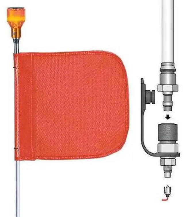 Main image of CHECKERS FS8L-QD-O Warning Whip, White Whip, Orange Flag, Fiber Glass, Hot Plug