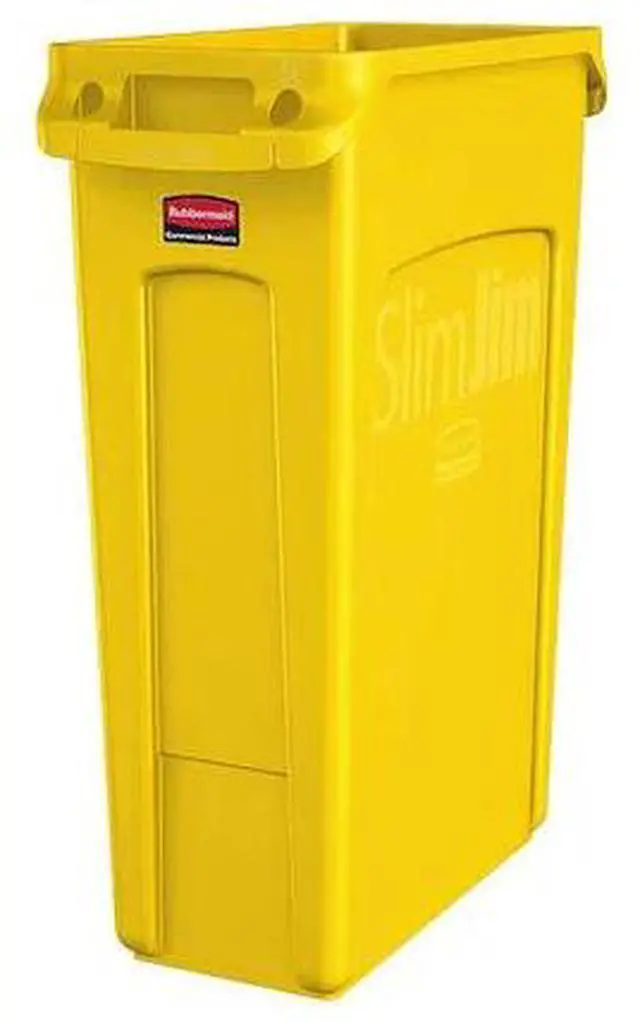 Alt view image 3 of 4 - RUBBERMAID COMMERCIAL 1956188 23 gal Rectangular Trash Can, Yellow, 11 in Dia,