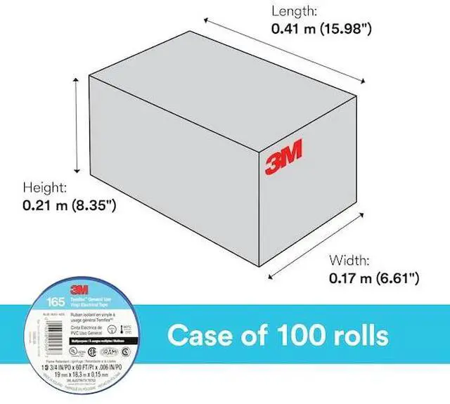 Alt view image 5 of 8 - 3M Temflex Solvent-Free Vinyl Electrical Tape [6 mil] (165): 3/4 in. x 60 ft. (Blue) *10-pack