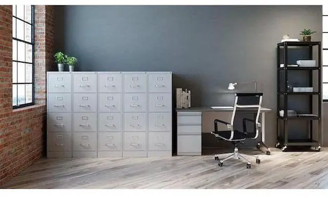 Alt view image 2 of 2 - HIRSH 22733 15 in W 4 Drawer Vertical File Cabinet, Light Gray, Letter