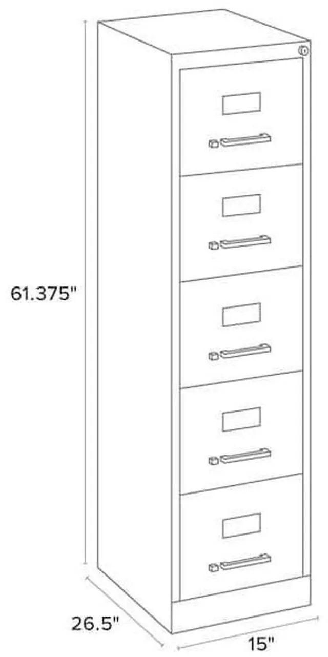 Alt view image 2 of 2 - HIRSH 17778 15" W 5 Drawer Vertical File Cabinet, Black, Letter