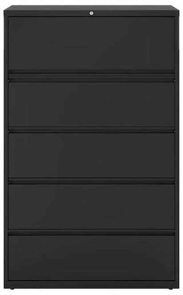 Main image of HIRSH 17649 42" W 5 Drawer Lateral File Cabinet, Black, A4/Legal/Letter