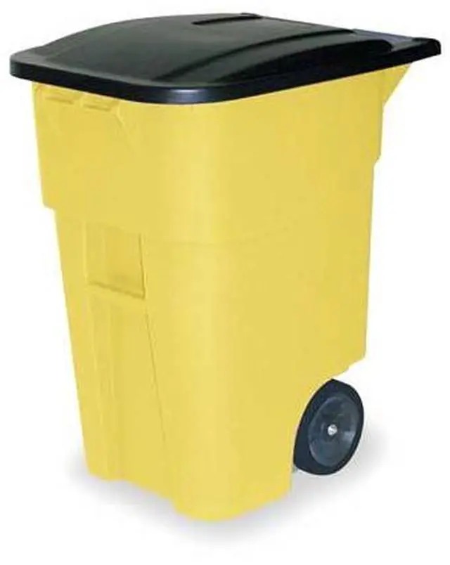 Main image of RUBBERMAID COMMERCIAL FG9W2700YEL BRUTE 50 gal Rectangular Rolling Plastic Can,