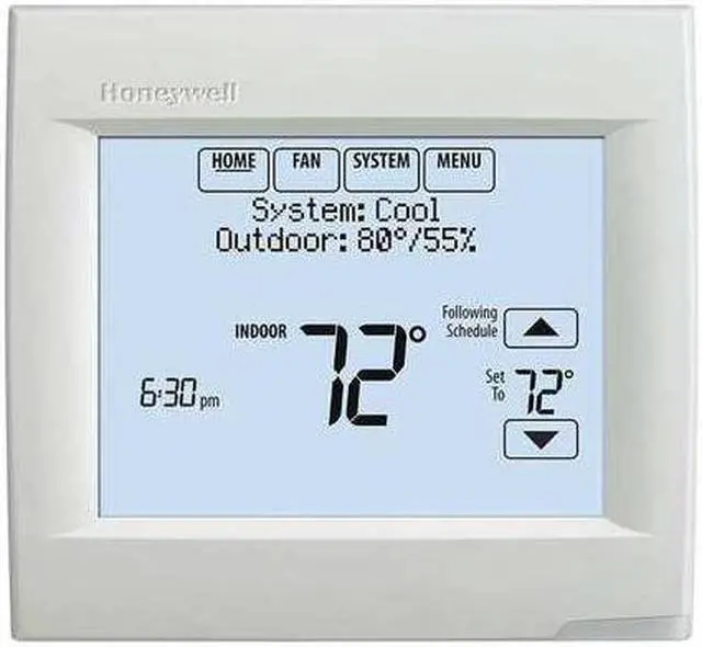Alt view image 4 of 14 - Honeywell TH8110R1008 VisionPRO 8000 Arctic White Touch Screen Programmable Thermostat, 18 To 30 VAC/750 mV