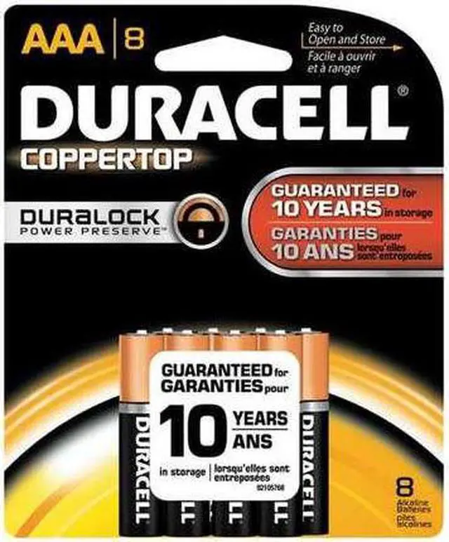 Alt view image 2 of 20 - DURACELL MN2400B8Z Duracell CopperTop AAA Alkaline Battery, 8 PK, 1.5VDC