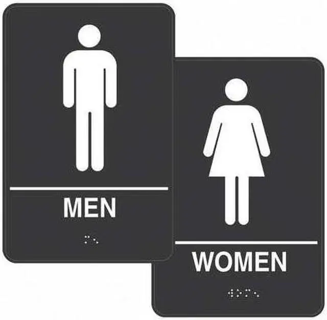 Main image of Restroom Signs,9 x 6In,Plastic,PR COSCO 98095