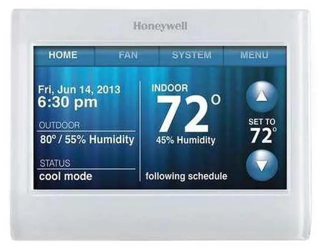 Alt view image 4 of 20 - Honeywell TH9320WF5003 Wi-Fi 9000 Color Touchscreen Programmable Wi-Fi Thermostat (3H/2C)