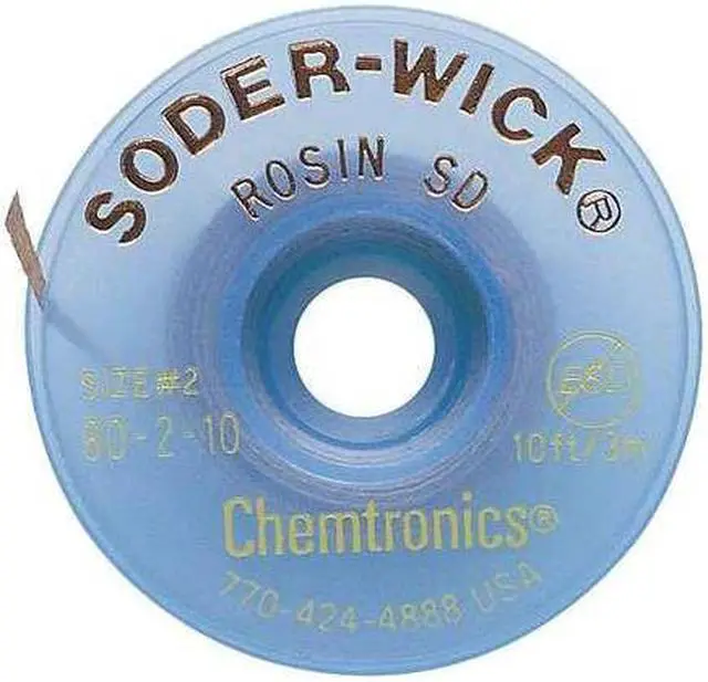 Alt view image 2 of 2 - CHEMTRONICS 80-2-10 Desoldering Wick,10 ft.,2,Copper,Rosin