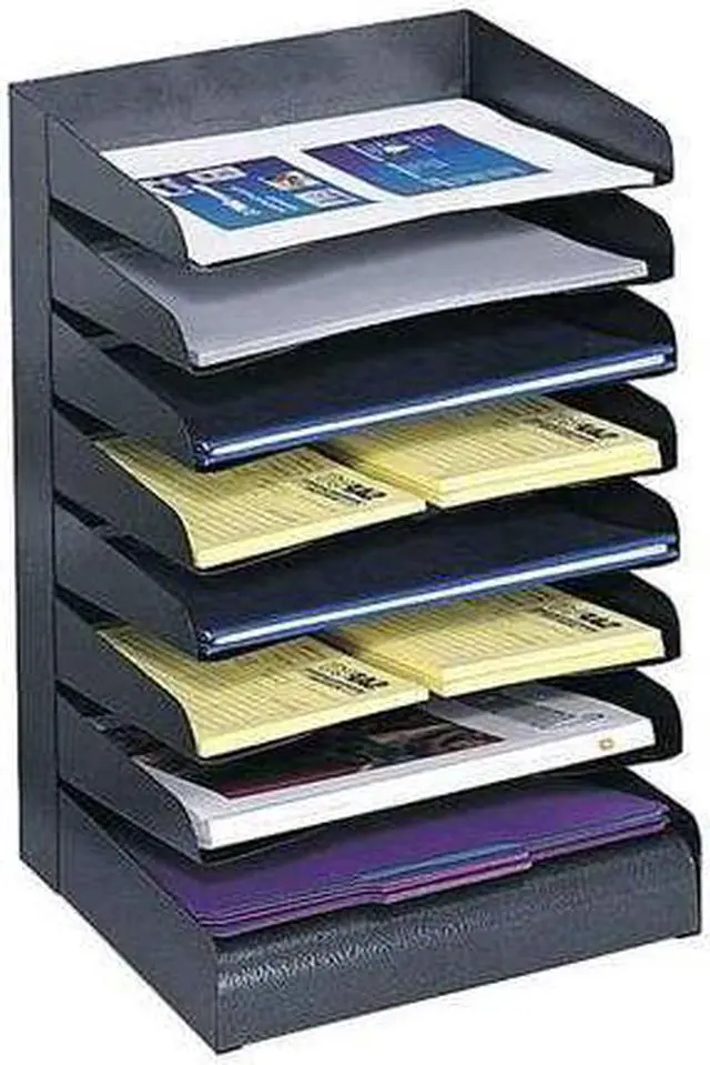 Alt view image 5 of 12 - Safco Steel Desk Tray Sorter 8-Tier 2"x9-1/2"x17-3/4" BK 3129BL - OEM