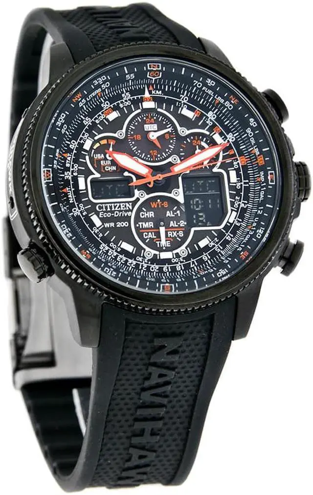 Alt view image 5 of 14 - Citizen Navihawk A-T Black Dial Black Rubber Mens Watch JY8035-04E