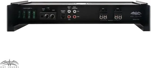 Alt view image 4 of 4 - Wet Sounds Sinister SDX2 2-Channel Amplifier & Stinger 3-Meter 4-Gauge Amplifier Wiring Kit w/ RCAs