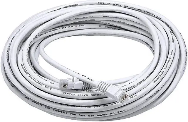 Alt view image 2 of 19 - Monoprice Cat6 Ethernet Patch Cable - Network Internet Cord - RJ45, Stranded, 550Mhz, UTP, Pure Bare Copper Wire, 24AWG, 50ft, White