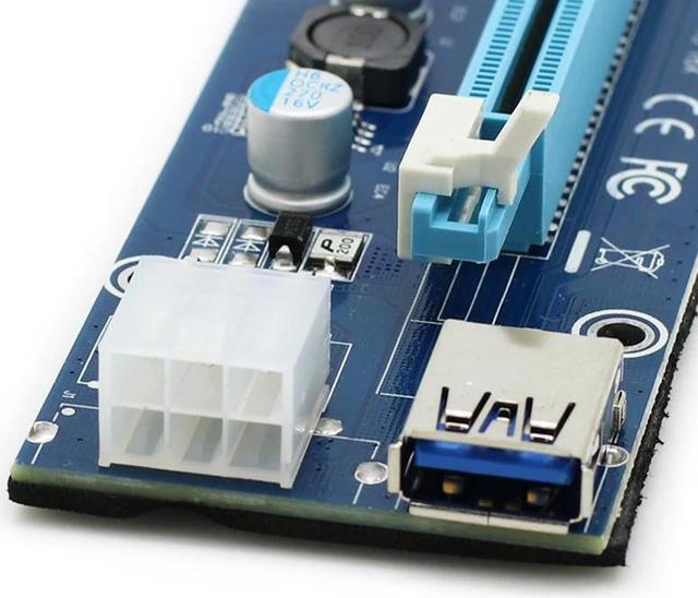 Alt view image 4 of 6 - PCIe PCI-E PCI Express Riser Card 1x to 16x USB 3.0 SATA to 6Pin IDE Molex Power Supply for BTC Miner Machine 30cm
