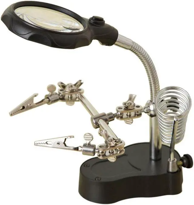 Main image of Welding Magnifying Glass with LED Light 3.5X-12X lens Auxiliary Clip Loupe Desktop Magnifier Hand Solder Repair Tool