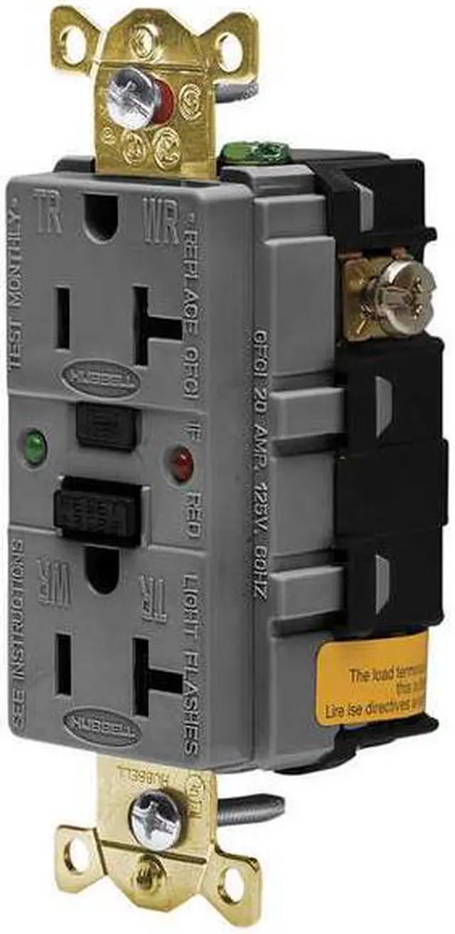Alt view image 2 of 3 - HUBBELL WIRING DEVICE-KELLEMS GFSG5362GRY GFCI Receptacle, 20A, 125VAC, 5-20R,