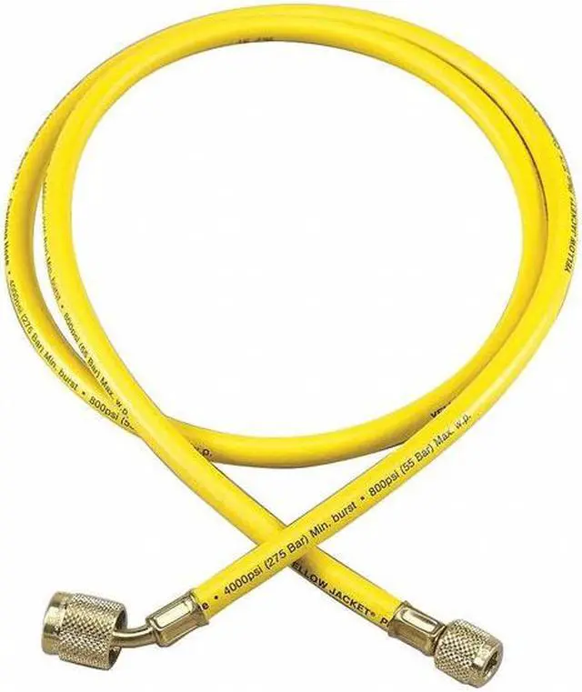 Main image of YELLOW JACKET 22006 Charging/Vacuum Hose,6" L,Brass Fitting