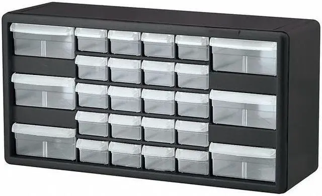 Alt view image 6 of 9 - Akro-Mils Stackable Cabinet 26 Drawers 20"x6-3/8"x10-11/32" Black/Gray 10126
