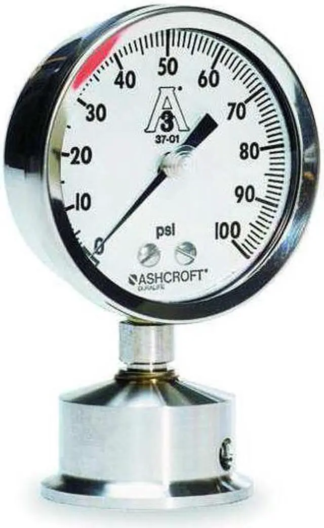 Main image of ASHCROFT 25-1032S-15L-200 Pressure Gauge, 0 to 200 psi, 2 1/2 in Dial, 1 1/2 in