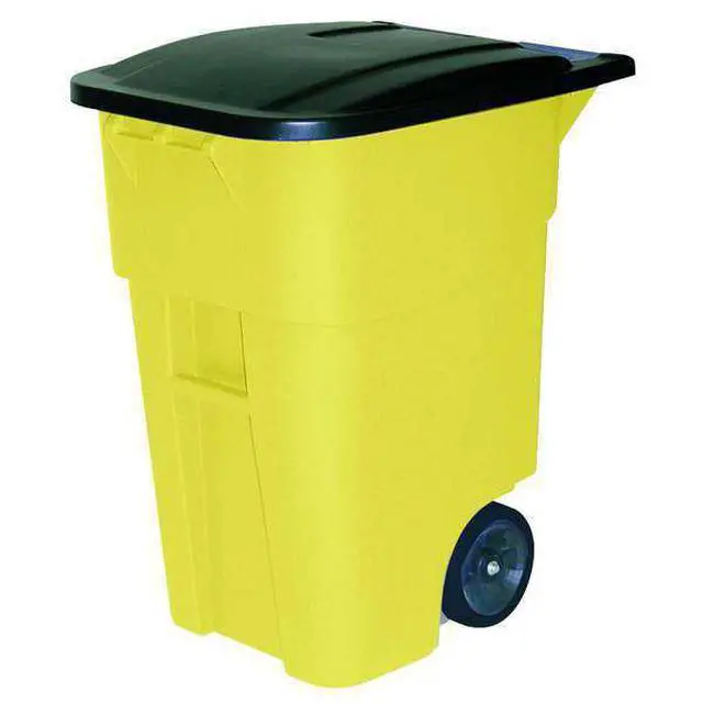 Alt view image 2 of 5 - RUBBERMAID COMMERCIAL FG9W2700YEL BRUTE 50 gal Rectangular Rolling Plastic Can,