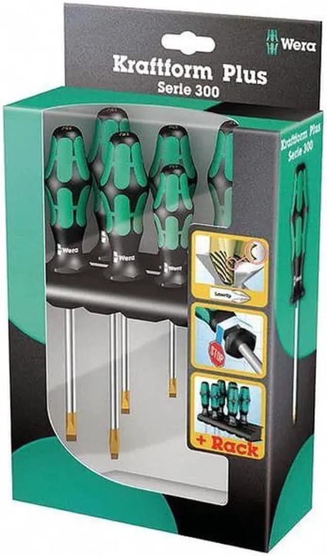 Alt view image 4 of 5 - Wera 05105650001 334/6 Rack Screwdriver Set Kraftform Plus Lasertip and Rack