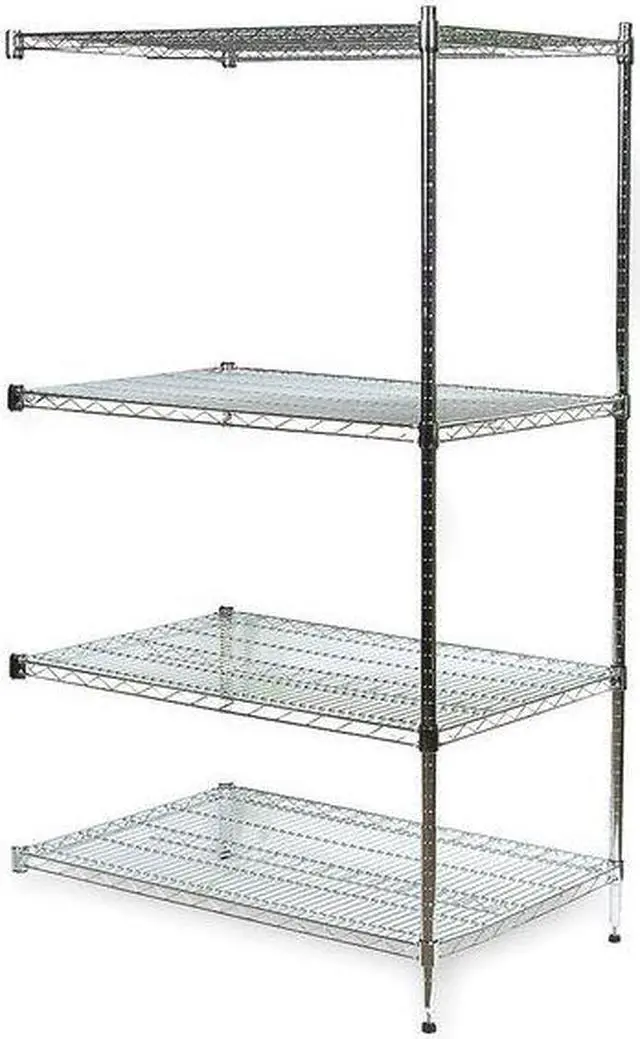 Main image of ZORO SELECT 2HGK4 Wire Shelving, 18"D x 24"W x 74"H, 4 Shelves, Chrome