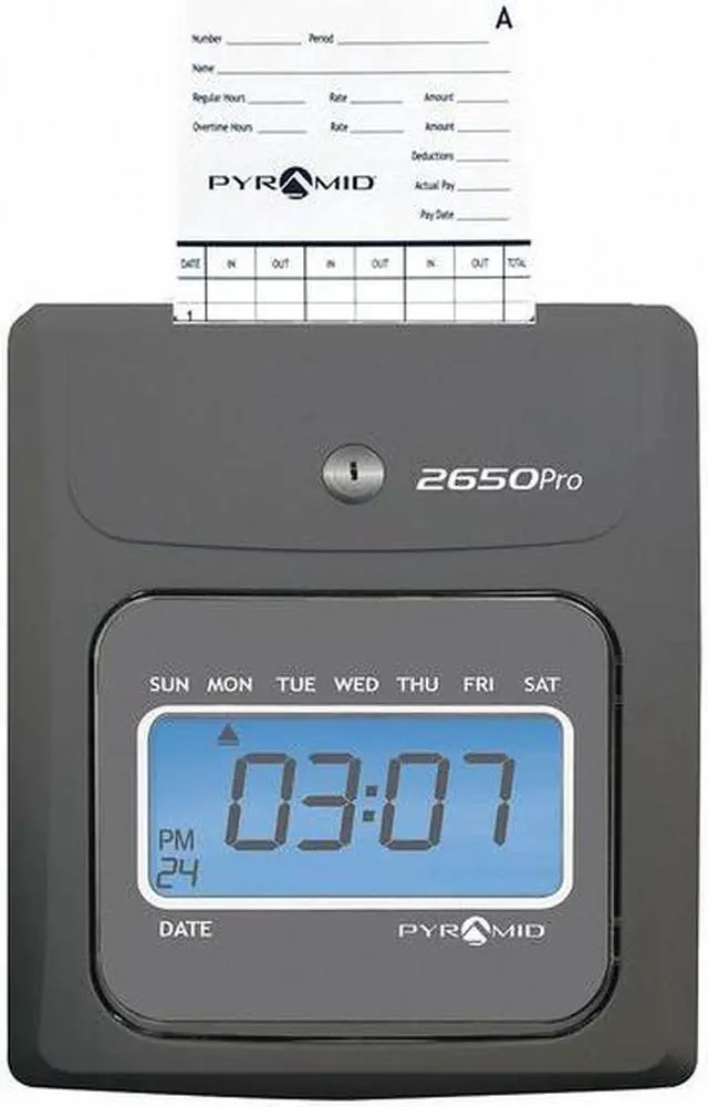 Alt view image 2 of 6 - 2650 Pro Auto Aligning Time Clock LCD Display Charcoal