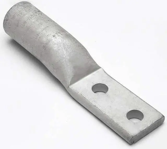 Main image of BURNDY YA25A7 Two-Hole Compression Lug, 1/0 AWG Max, 1/2 in Stud, Long Barrel,