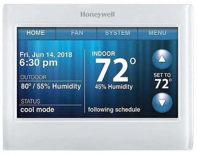 Alt view image 10 of 20 - Honeywell TH9320WF5003 Wi-Fi 9000 Color Touchscreen Programmable Wi-Fi Thermostat (3H/2C)