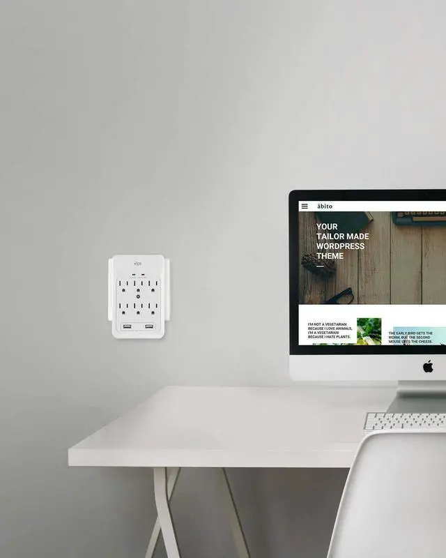 Alt view image 6 of 7 - KMC 6-Outlet Surge Tap, 2 USB Ports (3.4A), 980 Joules Surge Protector, White (2 Pack)