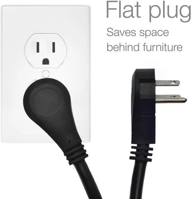 Alt view image 4 of 6 - Digital Energy 6-Outlet Surge Protector Power Strip with 15 Foot Long Extension Cord, Black, Flat Plug, ETL Listed/UL Standard