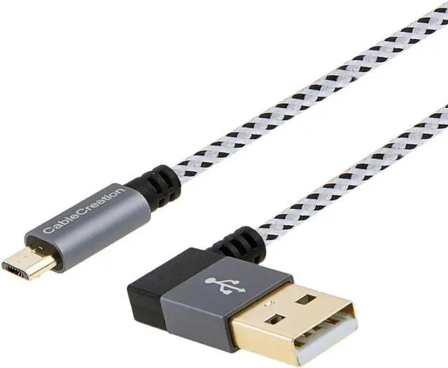 Alt view image 3 of 5 - CableCreation 2 Pack L Shape Micro USB Cable, 90 Degree Micro USB Data Charging Cable 3 FT, Compatible with Samsung Galaxy S7 Edge, Moto G5, PS4, Space Gray