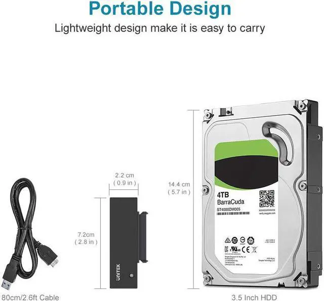 Alt view image 4 of 5 - Unitek USB 3.0 to SATA III Hard Drive Adapter Converter Cable for 2.5 3.5 Inch HDD/SSD Hard Drive Disk and SATA Optical Drive with 12V/2A Power Adapter, Support UASP