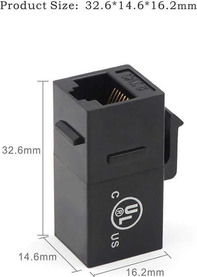 Alt view image 3 of 7 - VCE CAT6 RJ45 Keystone Jack Inline Coupler UL Listed-Black 5-Pack