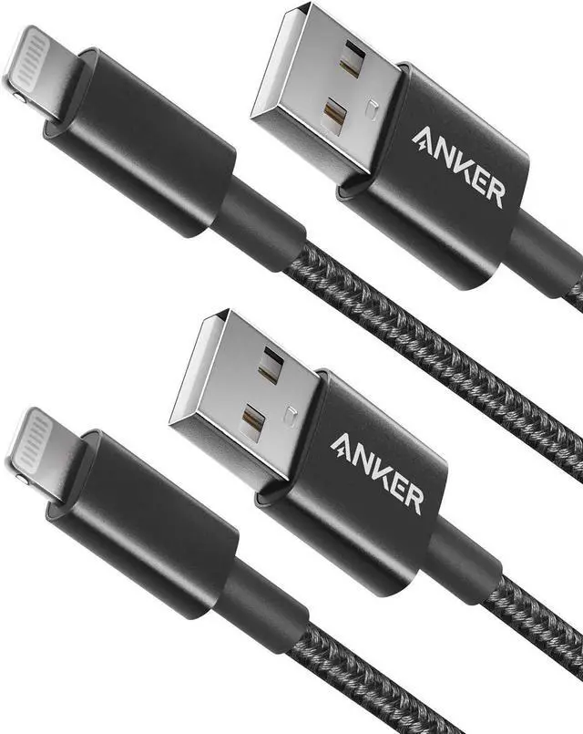 Main image of Good Product Outlet 6ft Premium Nylon Lightning Cable [2-Pack], MFi Certified for iPhone Chargers, iPhone SE/Xs/XS Max/XR/X / 8 Plus / 7/6 Plus, iPad Pro Air 2, and More(Black)