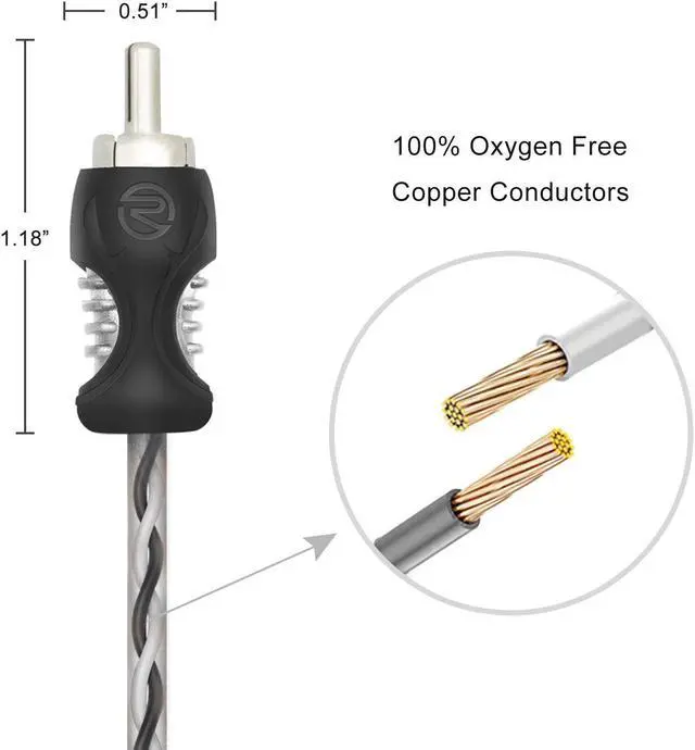 Alt view image 2 of 5 - RECOIL RCI417 100% Oxygen Free Copper 17ft 4 Channel RCA Audio Cable Twisted Pair with Noise Reduction, Speaker