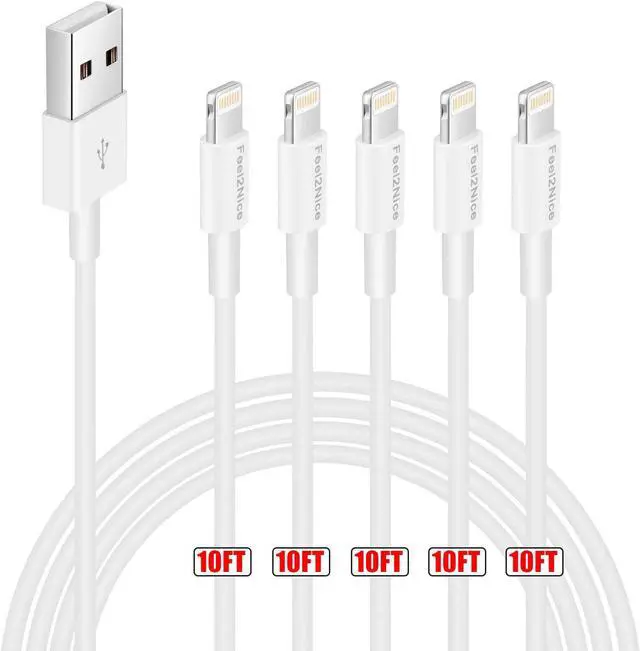 Alt view image 3 of 7 - 5 Pack (Apple MFi Certified) iPhone Charger 10 ft,Long Lightning Cable 10 Foot,High Fast 10 Feet Apple Charging Cables Cord Connector for iPhone 12 Mini 12 Pro Max 11 Pro MAX XS Xr X 6 AirPods