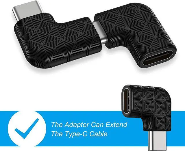 Alt view image 6 of 7 - USB C Right Angle Adapter 90 Degree USB C to USB Type-C Male to Female Adapter (3 Pack). Support USB-C 3.1 PD 100W Quick Charge 10Gb/s Data Transfer for Laptop & Tablet & Mobile Phone -Black