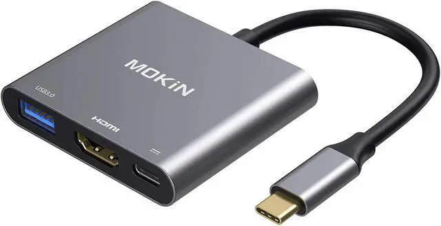 Main image of MOKiN USB C to HDMI Multiport Adapter, Type-C Hub Thunderbolt 3 to HDMI 4K Output USB 3.0 Port and USB-C Charging Port, Digital AV Adapter for MacBook Pro/air, Galaxy S8/S9