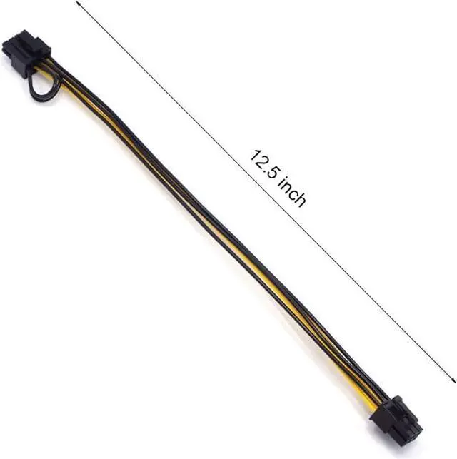Alt view image 7 of 7 - Endlesss 6 Pin Male to 8 Pin (6+2) Male PCIe Adapter Power Cable PCI Express Extension Cable 12.5 Inches (2 Pack)