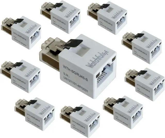 Main image of WTH-SG/RJ45-S x10pcs Direct in Line Plug-in Ethernet Surge Protector