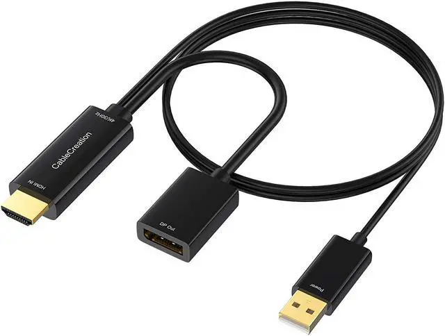 Main image of HDMI to DisplayPort Converter with USB Power, CableCreation 4K x 2K@30Hz HDMI Male to DP Female Adapter/Converter for Xbox One, Compliant with VESA Dual-Mode DisplayPort 1.2, HDMI 1.4